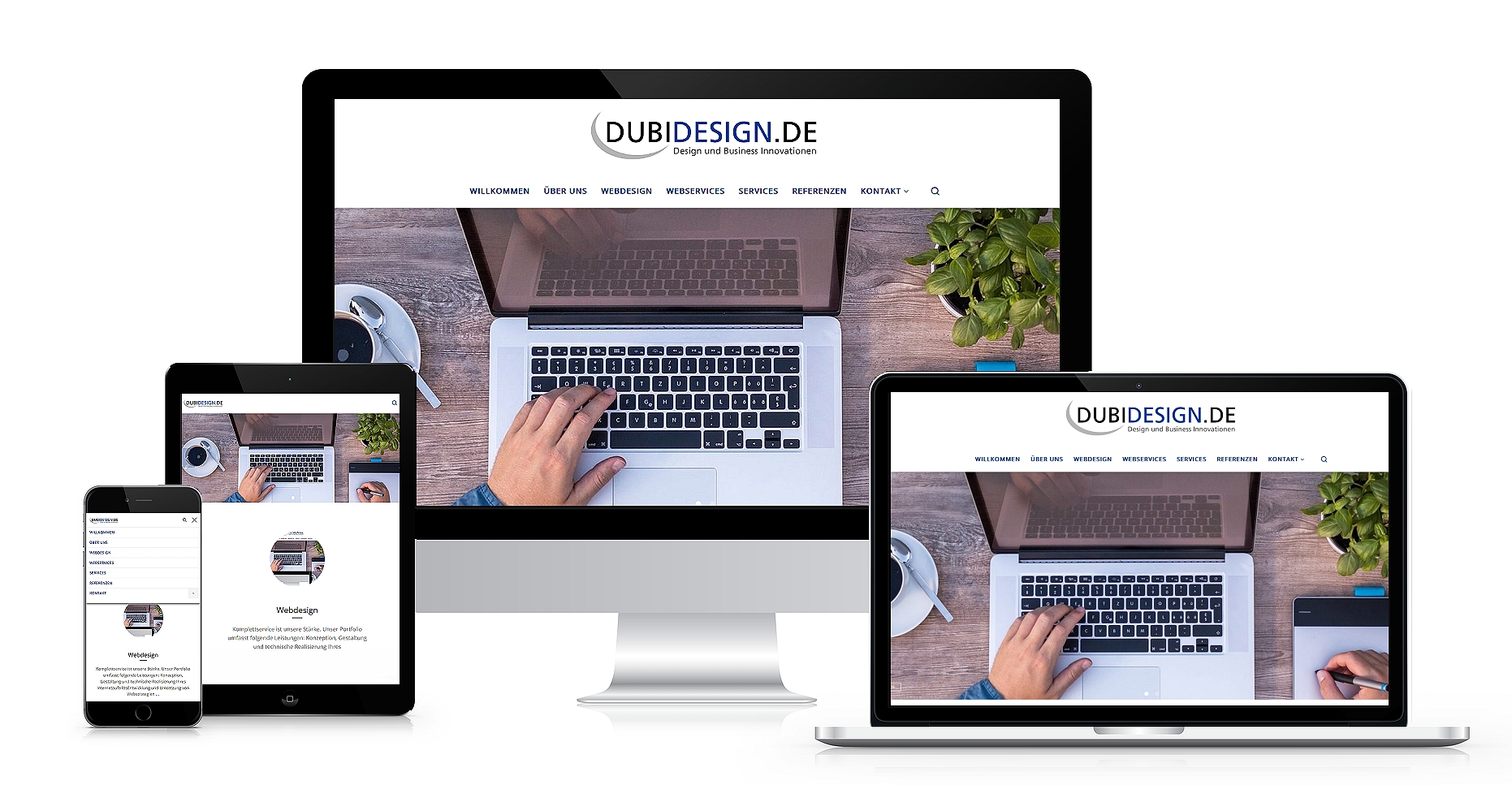 Responsive Website auf verschiedenen Geräten